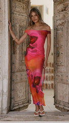 Verne Off Shoulder Maxi Dress - Pink Floral