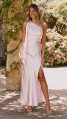 Halle One Shoulder Maxi Dress - Pink