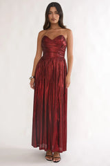 Marin Pointed Sweetheart Maxi Dress Wine