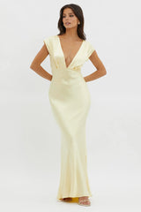 Lucinda V-Neck Twist Back Midi Dress Yellow