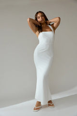 Shellie Square Neckline Halter Maxi Dress White