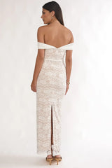 Jewelene Off-Shoulder Maxi Dress Lace White