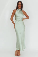 Moonlight Mirage Criss-Cross Back Maxi Dress Pistachio