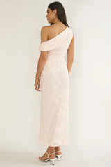 Alivya Asymmetric Neckline Maxi Dress Embellished Pink